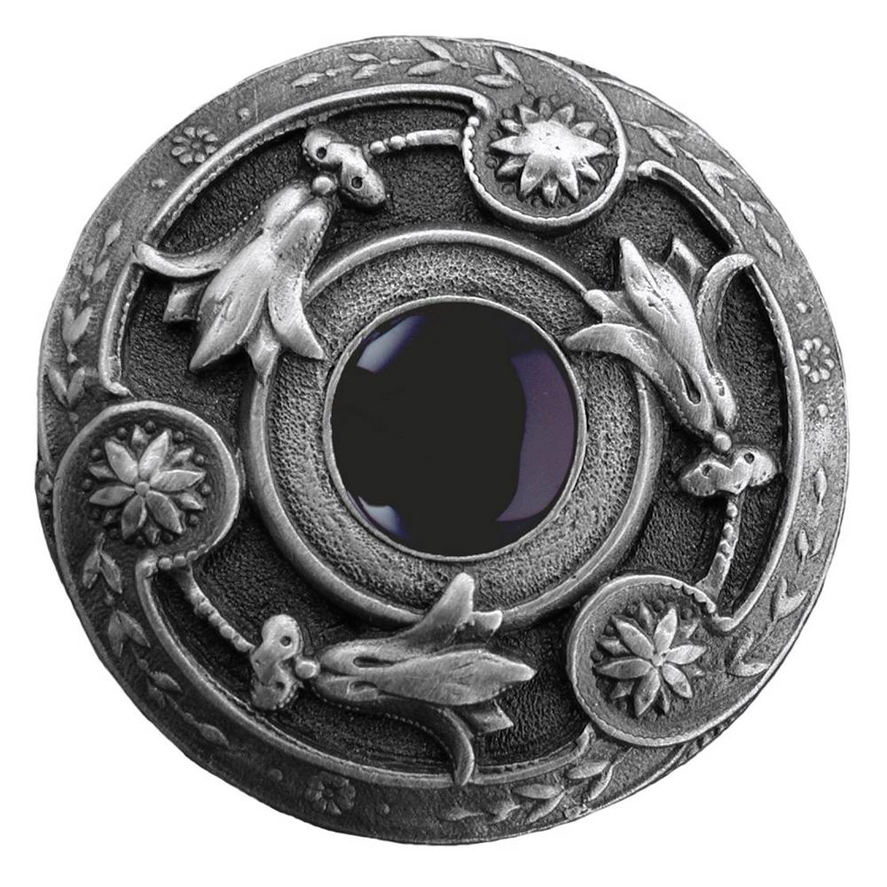 Notting Hill NHK-161-AP-O Jeweled Lily Knob Antique Pewter/Onyx natural stone
